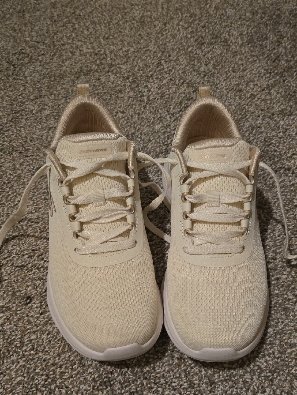 Skechers Neutral Cream Knit Athletic Sneakers